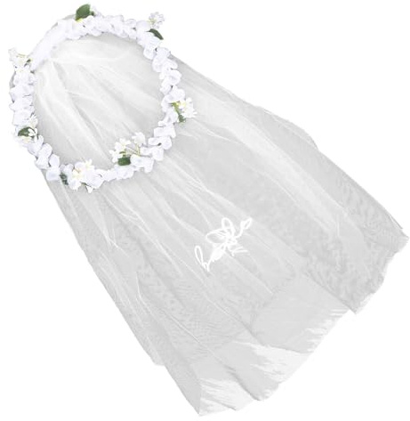 Brautblumenkranz mit Schleier, Weißer Kopfschmuck für Hochzeit