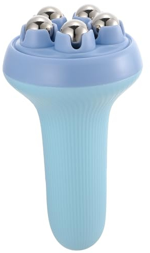 Abaodam Handgehaltener Massage Roller mit Stahlkugeln Bein und Ganzkörper Massagegerät zur Muskelentspannung Tragbarer Faszienroller für Nacken Rücken und Füße Blau