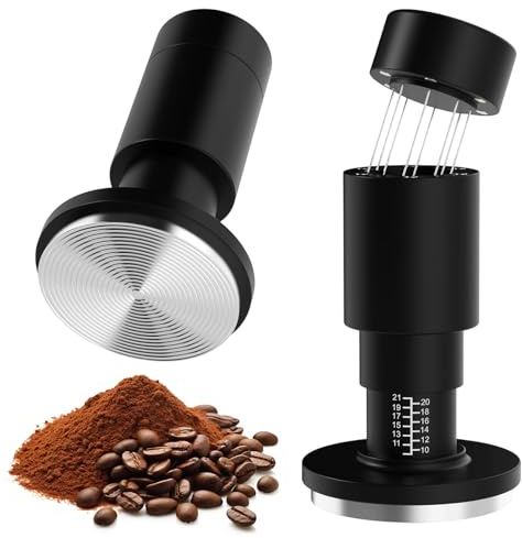 Astriva 2-in-1 Espresso Tamper 51 mm mit integriertem WDT Tool, 30 lb Kalibrierter Barista-Tamper & 8-Nadel Espresso-Verteiler, Edelstahl & CNC-Griff Siebträgerzubehör, Geeignet für Baristas