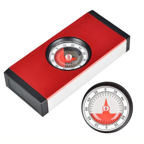 Multi-Function Slope Protractor Angle Measuring Tool with Magnetic Tilt Level Meter, Aluminum Alloy + ABS, Red, 108x50x20mm