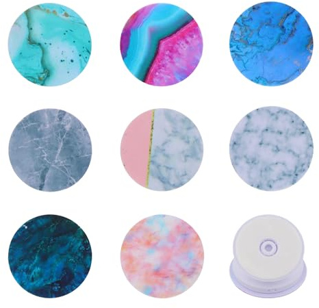 8Pcs Retractable Mobile Phone Stand, 2-in-1 Sticky Phone Grip, Mobile Holder with Marble Print, Round Anti-Drop Grip, Phone Holder Universal, Phone Grips for Back of Phone & Tablet(1.57 in,4 cm)