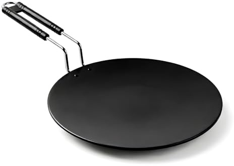 Handmade Iron Tawa 10 Inch – Traditional Loha Roti Chapati Tava – Heavy Duty Iron Flat Pan for Chapati, Roti, Paratha & Flatbread Cooking – Indian Kitchen Cookware
