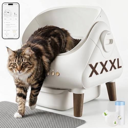 Devoko Selbstreinigende Katzentoilette intelligente App-Steuerung große Kapazität sorgenfrei unterwegs mit Sicherheits- und Gravitationssensor Katzenklo selbstreinigend für Mehrkatzenhaushalte