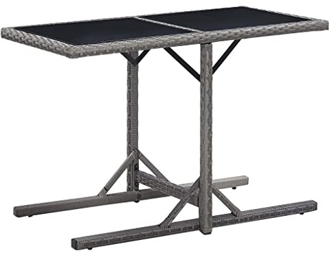 MBDRKVGF Outdoor Bistro Table, Foldable Rectangular Patio Table with Glass Top and Anthracite Poly Rattan Base, Weather-Resistant Garden Dining Table for Balcony, Porch, 43.3 x 20.9 x 28.3 Inches