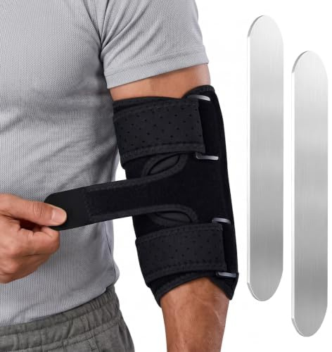 FUSDNW Cubital Tunnel Elbow Splint Adjustable Elbow Brace with Removable Splints for Fractures Tennis Elbow Tendonitis During Sleep and Daily Activities