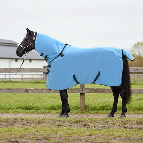 Kaloriko Couverture Équine Gris Clair et Rose, Polyester, Tissu Respirant, Protection Contre Pluie et Insectes, idéale pour l'extérieur, Transport, Concours, Cheval, Poney, Poulain, Jument
