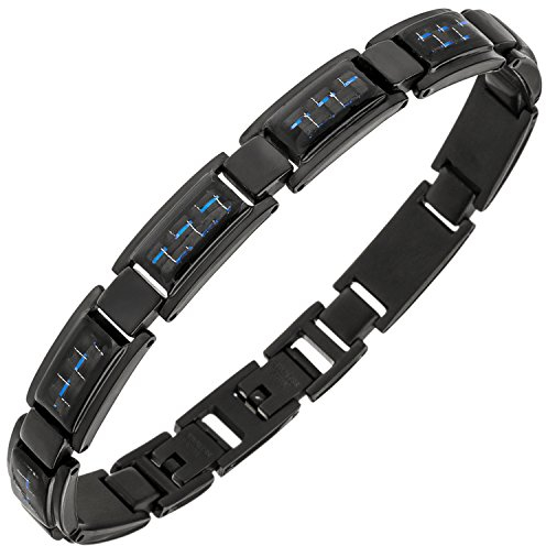 Jobo Herren-Armband aus Edelstahl mit Carbon 21 cm