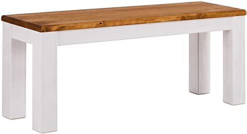 B.R.A.S.I.L.-Möbel Brasilmöbel Sitzbank 100 cm Rio Classico Honig Weiss Massivholz aus Pinie, Verschiedene Größen & Farben, ideal für Esszimmer & Küche