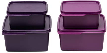 Tupperware Récipient de réfrigérateur carré pour contenir un onglet, 520 ml, 1,2 l, 2 pièces chacun