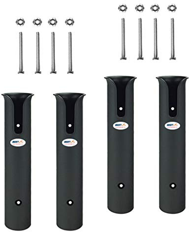 OXFUZZ 4X Pêche Porte-Cannes de Bateau 4 Tubes avec 8 pièces Vis de Montage pour Pêche Bateaux Marine Kayak - Noire