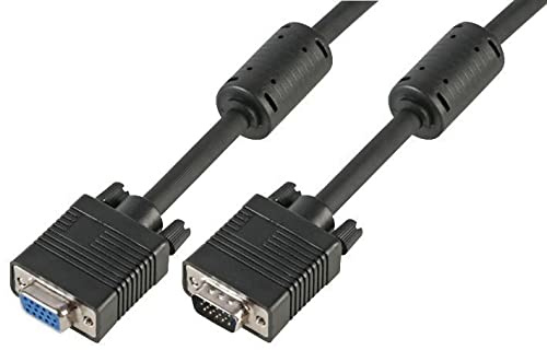 Pro Signal PSG90723 Câble de moniteur SVGA HD15 mâle vers femelle, toutes les broches connectées, 10 m, noir