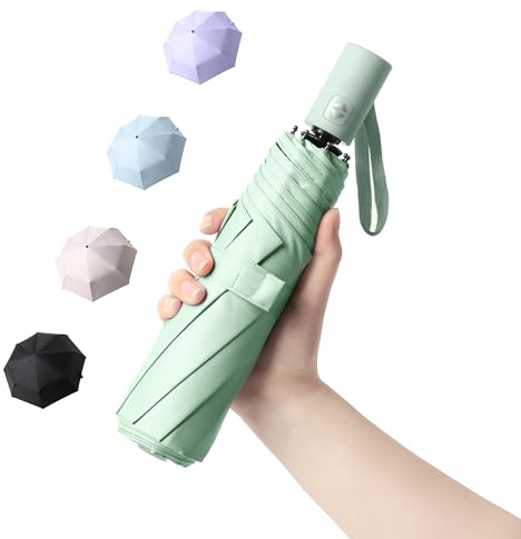 BAODINI Reise-Mini-Regenschirm für Geldbörse mit Etui – kleiner kompakter UV-Regenschirm, Sonnenschutz, leicht, kleiner Taschenschirm mit Etui für Damen und Mädchen