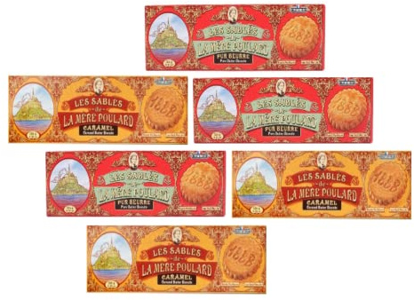 La Mere Poulard® 1888 | Biscotti Puro Burro Salato e Caramello | Biscotti Burro Tradizionali | Frollini al Burro - 6 x 125 Gr