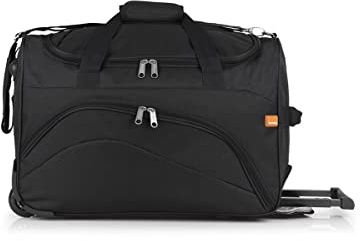 Gabol - Bolso de Viaje Pequeño con Ruedas Week Eco 50x33x25cm y Capacidad 41L - Interior Forrado con Compartimentos - con Asa de Mano - Diseño Español en Poliéster Reciclado RPET - Negro