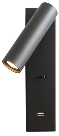 SXYSXYSXY Lampe de Chevet avec Interrupteur 3W LED Lampe de Lecture avec Port de Charge USB 4000K Applique Tournant et pivotant Liseuse Murale Aluminium Chambre à Coucher Bureau Le Salon,Noir