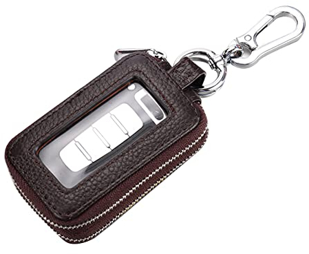 Autoschlüssel Hülle Schlüsseltasche für Damen Herren,Tragbar Leder Schlüsseletui Auto-Schlüssel-Anhänger Vintage Schlüsselmäppchen Schlüssel Kasten Doppelter Reißverschluss Fernbedienung Wallet Tasche