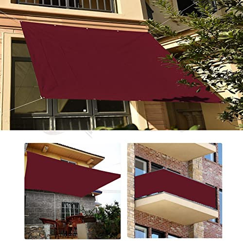 Voile d'ombrage carré imperméable 1,6 x 5,5 m avec Corde Gratuite pour terrasse de Jardin auvent avec Cordes gratuites Triangle Rectangle carré, vin Rouge