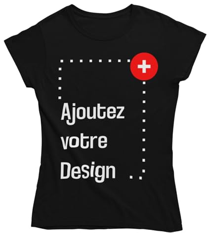 Colorfamily T-Shirt Personnalisé Femme Personnalisable Manches Courtes Impression Recto Verso Blanc Noir Tailles du S au XL