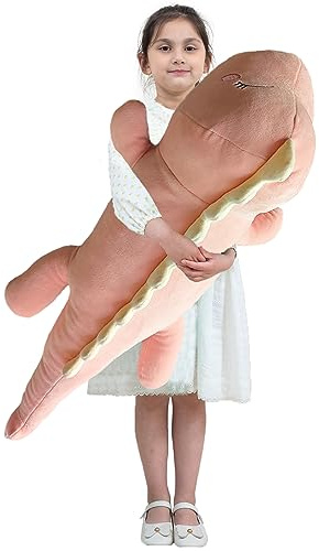 Aiuidun Peluche Dinosaure Doudou, Longue Jouet Câlin Lombaire Coussin Dorsal Poupée, Cadeaux pour Enfants (80cm/31.4inch, Pink - Happy)