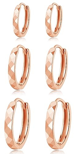 Loutade 925 Sterling Silber Creolen Set - 3 Paare Hypoallergen Klein Unisex Schlafen Knorpel Rund Kreolen in 9/11/13mm