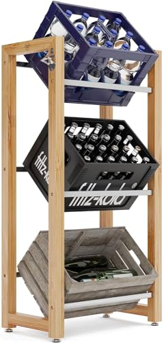 GOWA ORIGIN® Getränkekistenregal 3 Kisten [Bambus] - Premium Getränkeregal CHRIS 2.0 für bis zu 6 Getränke Kisten - Stilvoller Kastenregal Halter für Kisten aller Art Getränkekisten (Für 3 Kisten)