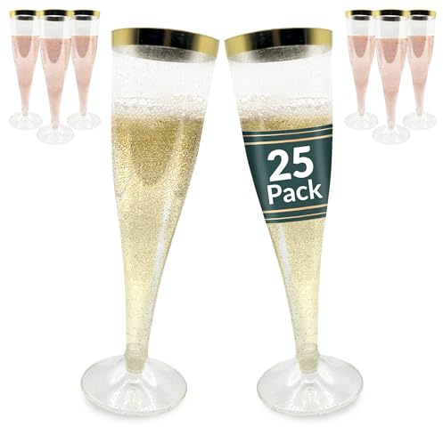 Reli. Plastic Champagne Flutes 25 Pack | 4.5oz Disposable Champagne Glasses