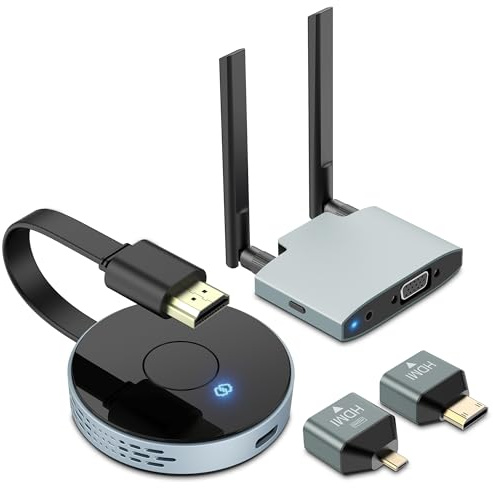 VJZFA Wireless HDMI Transmitter and Receiver, Plug and Play, Wireless HDMI Extender Kit Support 2.4/5GHz for Streaming Video, Audio and File to Monitor from Laptop/Pc/Tv Box/Projector
