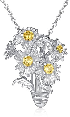 TANGPOET Chakra/Lotus/Daisy/Clover/Rose Necklace for Women 925 Sterling Silver Dainty Flower Jewellery Birthday Gifts for Her