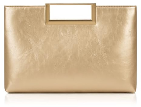 Milisente Women's Leather Clutch Bag Wedding Envelope Evening Bags For Formal Party With Handle(Gold)
