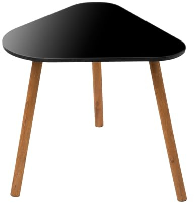 Spetebo Holz Beistelltisch dreieckig schwarz - 43 x 38 cm - Deko Couchtisch mit 3 Beinen - Sofatisch Kaffeetisch Blumenhocker Pflanzenständer eckig