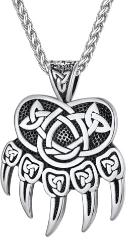 Supcare Rune Kette für Herren Jungen Wikinger Rune Anhänger Viking Rune Halskette mit Hirsche/Bärenklaue/Wolfskopf/Kreuz Anhänger Punk Glücksbringer Wikinger Schmuck für Geburtstag Valentinstag