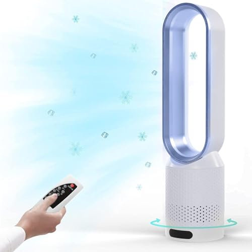 2in1 Turmventilator sehr leise & Luftreiniger,Standventilator,Fernbedienung,Ventilator, Timer,Turmventilator mit Fernbedienung, oszillierender Raumkühler, Säulenventilator leise ﻿ (Blau)