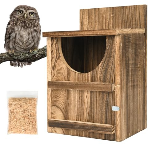 petour Owl House Wooden Bird House Cedar Nesting Box | Prebuilt Owl Box, For Outside, Easy To Open Fronted, For Many Different Species Of Garden Birds