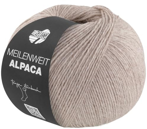 LANA GROSSA Meilenweit 6-Fach Alpaca | Kuschelweiches Sockengarn, waschmaschinenfest | Handstrickgarn aus 50% Alpaka, 20% Schurwolle & 30% Polyamid | 150g Wolle zum Stricken & Häkeln | 390m FB1010