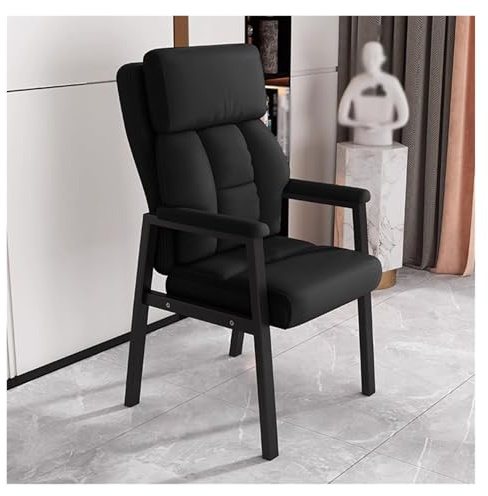 Sillón de cuero for invitados con brazos acolchados, sillón individual moderno de mediados de siglo for sala de estar, sillón de lectura con respaldo alto, sillones de ocio con estructura de metal(Ner