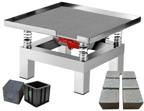 Fablestoryem 35 x 35 cm Beton-RüTteltisch, 110/220 V Elektrischer VibrationsprüFstand, Testblock-Vibrationsplattform, 3000-3600 U/Min RüTteltisch Aus Edelstahl Zum SchüTteln des Niederschlags,110V