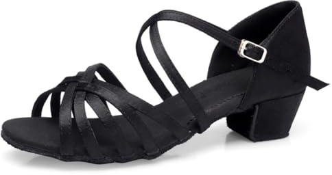 Inlefen Dansskor för flickor och flickor latin barn flicka prestanda sandaler dans skor salsa tango elegant latin flicka skor, Svart, 32 EU