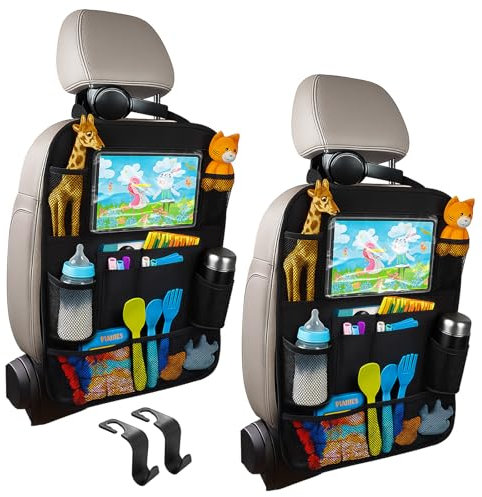 ZMDMAH 2 organizer per seggiolino auto, con gancio per auto, protezione per schienali auto, organizer per bambini, con tasca per tablet, tessuto Oxford, 41 x 61 cm