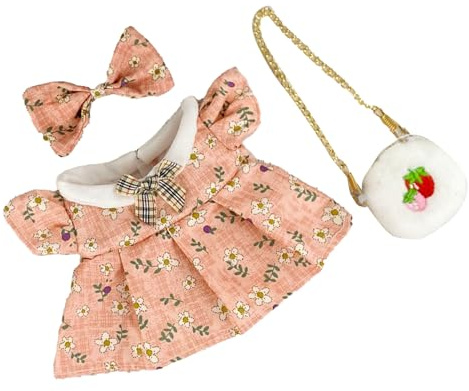 Generic Vêtements de Poupée, Accessoires de Vêtements de Poupée Mignons de 20 Cm, Tenues de Princesse à Fleurs Molles avec Sac Bow Rie pour Les Enfants