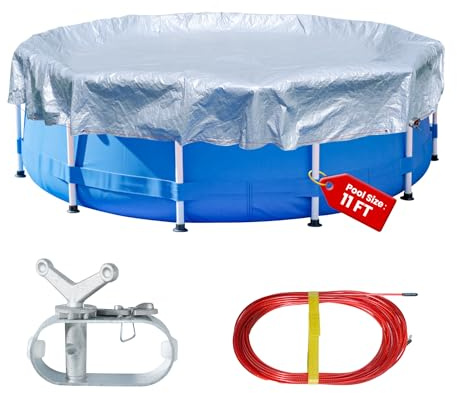 Pool Liner Pads for Above Ground Pools,15FT Round Tarp for Under Pools,Outdoor Swimming Pool Mat,Round Cloth for Pool Bottom(Silver/Blue)