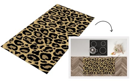 KitchenYeah© Küchenläufer Anti Rutsch Matte Küche Küchenmatte Boden Kitchen | 120x60 cm - Mat Läufer Waschbar Rutschfest Waschbarer Waterproof Leopardenmuster – Muster – Leopard