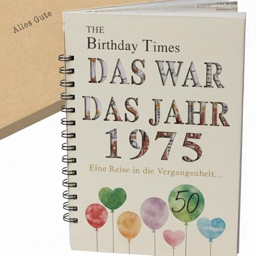 the lazy panda card company Das Jahr, das 1975 war - Karte Buch zum 50. Geburtstag mit Details zum Geburtsjahr Geburtstagskarte (-1975)