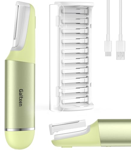 Sonic Dermaplane Razor for Women Face Beauty Face Epilator, Exfoliation & Peach Fuzz Facial Hair Removal for Women, Electric Face Razors Shaver Trimmer Anti-Aging 3 Speeds & 10 Refill Blades, Green