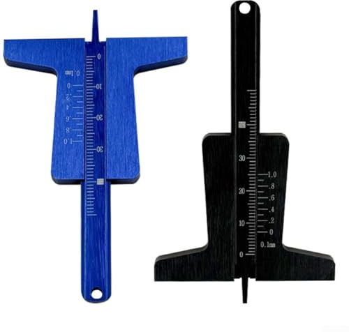 Herramienta de medición de profundidad de banda de rodadura automotriz, aleación de aluminio, perfecta para evaluar el desgaste de los neumáticos (2 piezas)