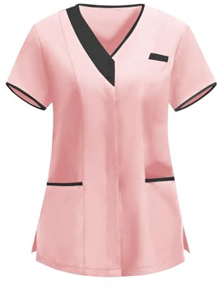 Tunique Médicale Femme Manche Courte Uniforme De Travail Blouse Medicale Tenue Uniforme D'infirmière Blouse Estheticienne Professionnelle d'été Vêtements de Travail et Uniformes Grande Taille