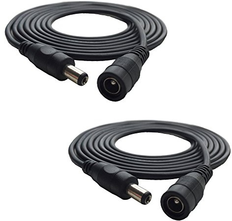 DZYDZR 2 PCS 2 Meter 2,1mm x 5,5mm DC 12V Adapter Kabel DC Stecker Verlängerungskabel männlich zu weiblich schwarz