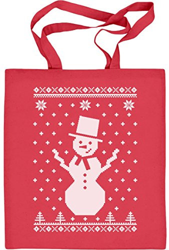 Shirtgeil Grosser Schneemann Winter Flocken Weihnachten Jutebeutel Baumwolltasche One Size Rot