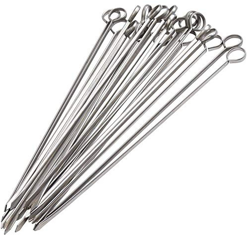 Blue Donuts 24 Pack Kabob Skewers for Grilling 12 Inch - BBQ Grill Grilling Accessories, Stainless Steel, Pack of 24