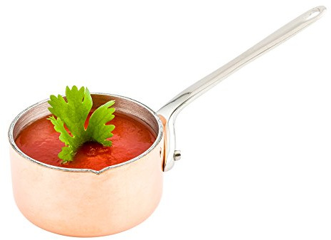 Restaurantware-2 Ounce Small Saucepan, 1 Durable Mini Saucepan - Built-In Pour Spout, Dishwashable, Copper Stainless Steel, For Sauces, Dips, Or Mini Dishes
