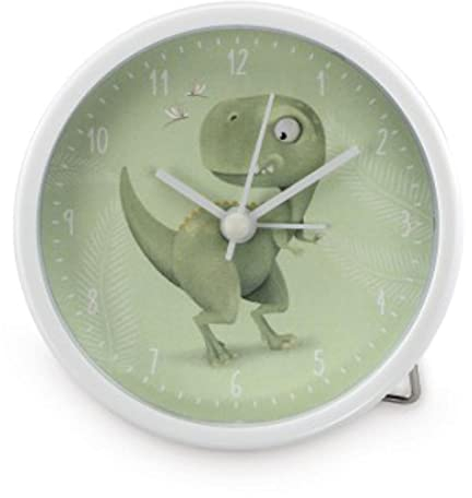 Hama Kinderwecker „Happy Dino“ ohne Ticken (Kinderuhr mit Dino Motiv, Wecker batteriebetrieben, einstellbare Alarmzeit, ideal auch als Lernuhr) grün